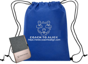 A FREE GIFT WITH ORDER! Coach To ALIGN - Blue Nylon Drawstring Backpack with Mineral Charon Notebook & Pen Set